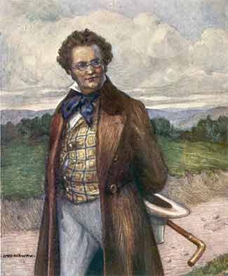 Franz Peter Schubert, against the backdrop of his beloved countryside (Otto Nowak - Mary Evans Picture Library) 