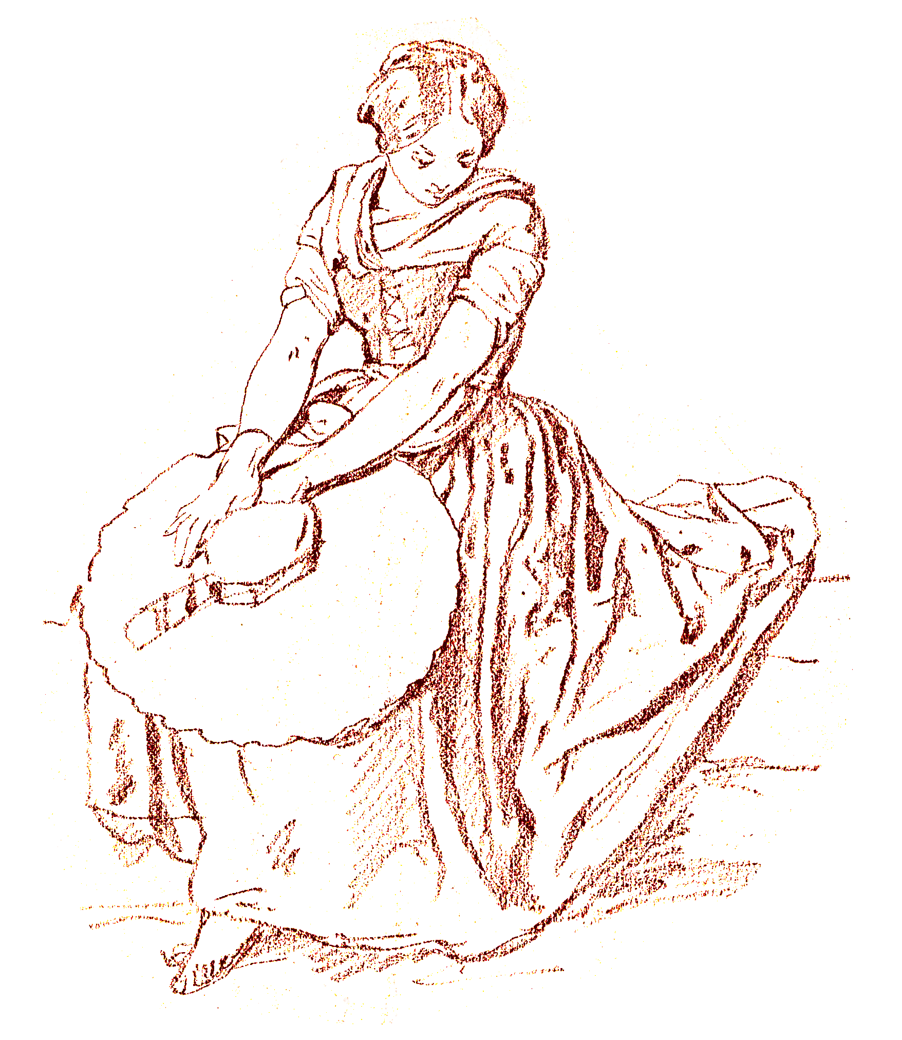 Comtadine&nbsp;: dessin de Jean Joseph Bonaventure Laurens, Album n&deg; 67 Ann&eacute;e 1861. Biblioth&egrave;que Inguimbertine - Carpentras (Provence)